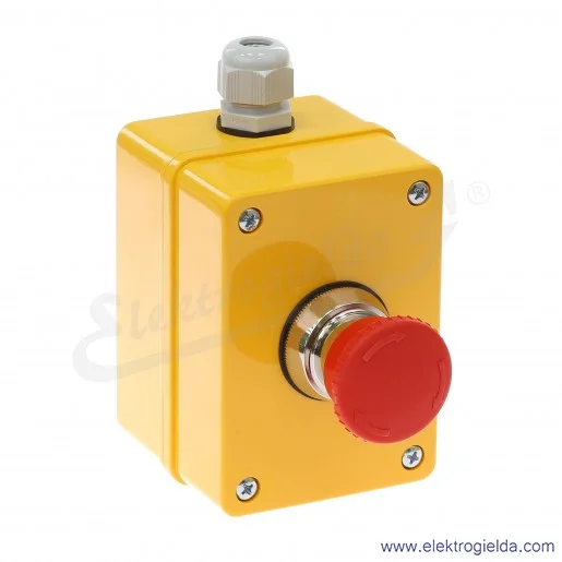 Kaseta sterownicza KP1-S3 żółta z przyciskiem awaryjnym NEF30-DRPcXY 1NO+1NC Kaseta sterownicza KP1-S3 żółta z przyciskiem awaryjnym NEF30-DRPcXY 1NO+1NC
