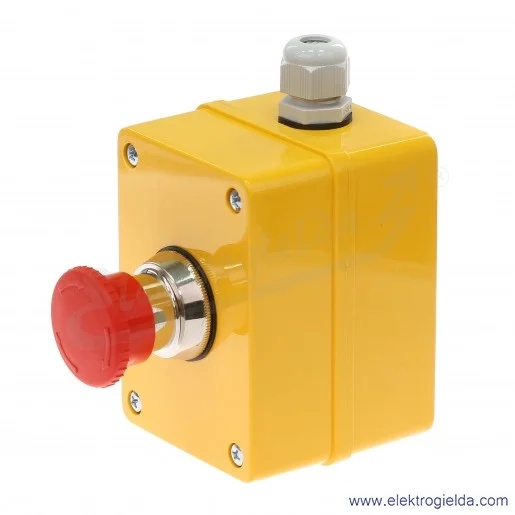 Kaseta sterownicza KP1-S3 żółta z przyciskiem awaryjnym NEF30-DRPcXY 1NO+1NC Kaseta sterownicza KP1-S3 żółta z przyciskiem awaryjnym NEF30-DRPcXY 1NO+1NC