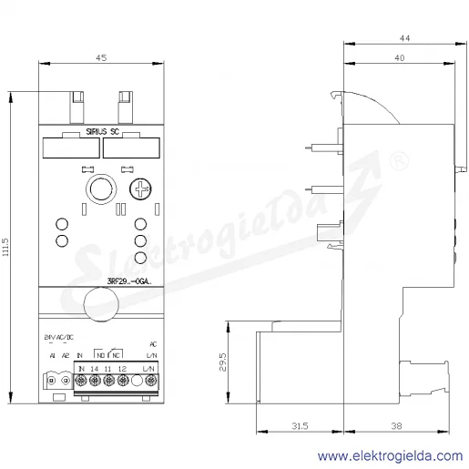 Rysunek wymiarowy Rysunek wymiarowy