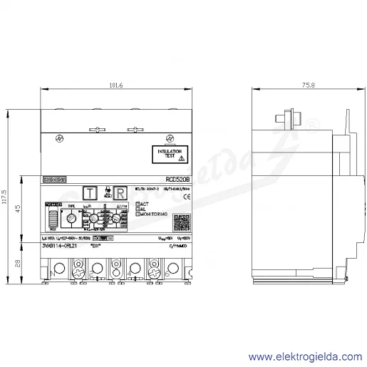 Rysunek wymiarowy Rysunek wymiarowy