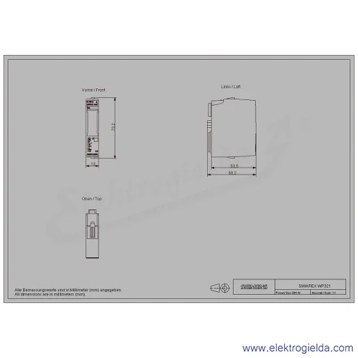 Rysunek wymiarowy Rysunek wymiarowy