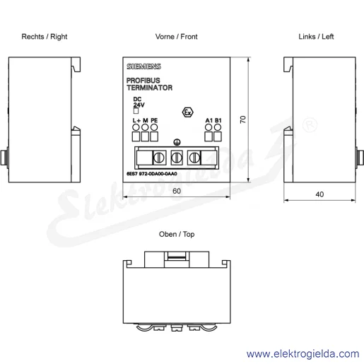 Rysunek wymiarowy Rysunek wymiarowy