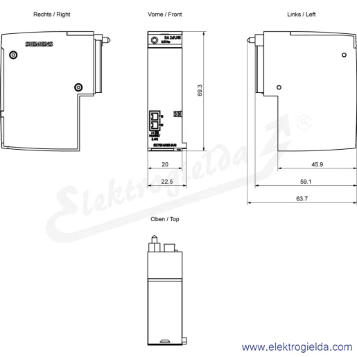 Rysunek wymiarowy Rysunek wymiarowy