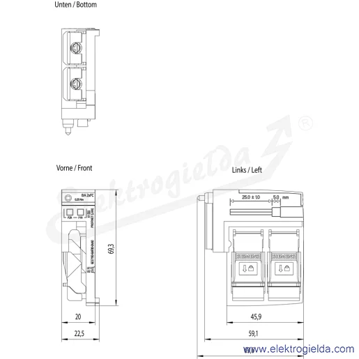 Rysunek wymiarowy Rysunek wymiarowy