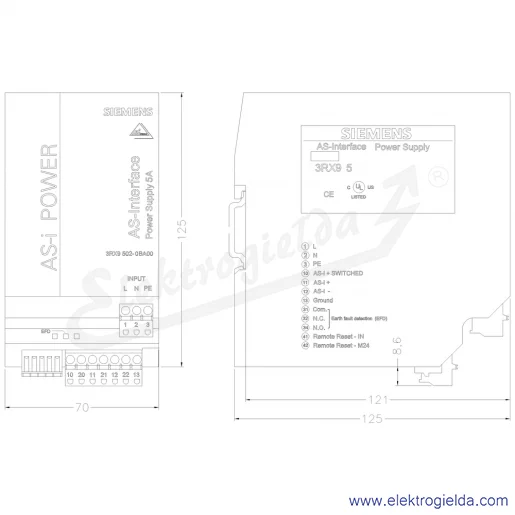 Rysunek wymiarowy Rysunek wymiarowy