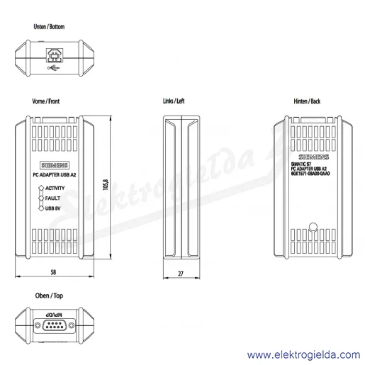 Rysunek wymiarowy Rysunek wymiarowy