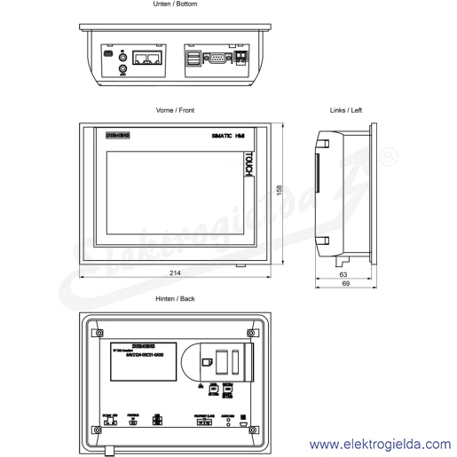 Rysunek wymiarowy Rysunek wymiarowy