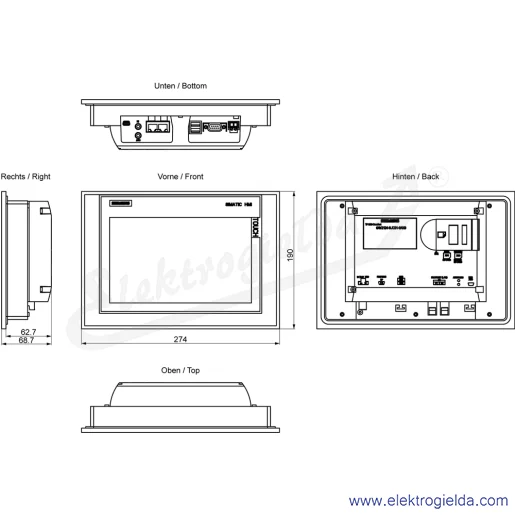 Rysunek wymiarowy Rysunek wymiarowy
