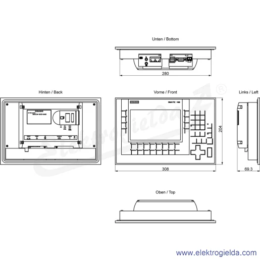 Rysunek wymiarowy Rysunek wymiarowy