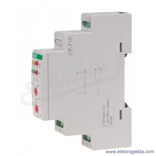 Przekaźnik kontroli napięcia CP 710, 50-450V, Io 10A, montaż na szynie DIN
