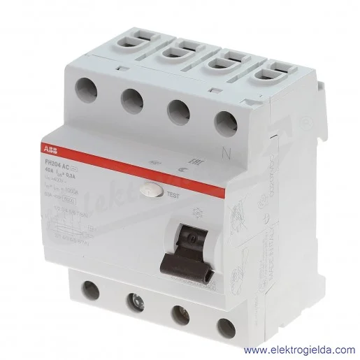 Wyłącznik różnicowoprądowy FH204 AC-40/0,3 4P 40A 0,3A typ AC Wyłącznik różnicowoprądowy FH204 AC-40/0,3 4P 40A 0,3A typ AC