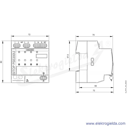 Rysunek wymiarowy Rysunek wymiarowy