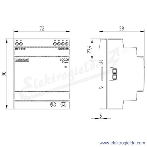 Rysunek wymiarowy Rysunek wymiarowy
