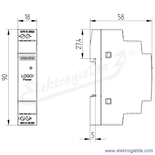 Rysunek wymiarowy Rysunek wymiarowy