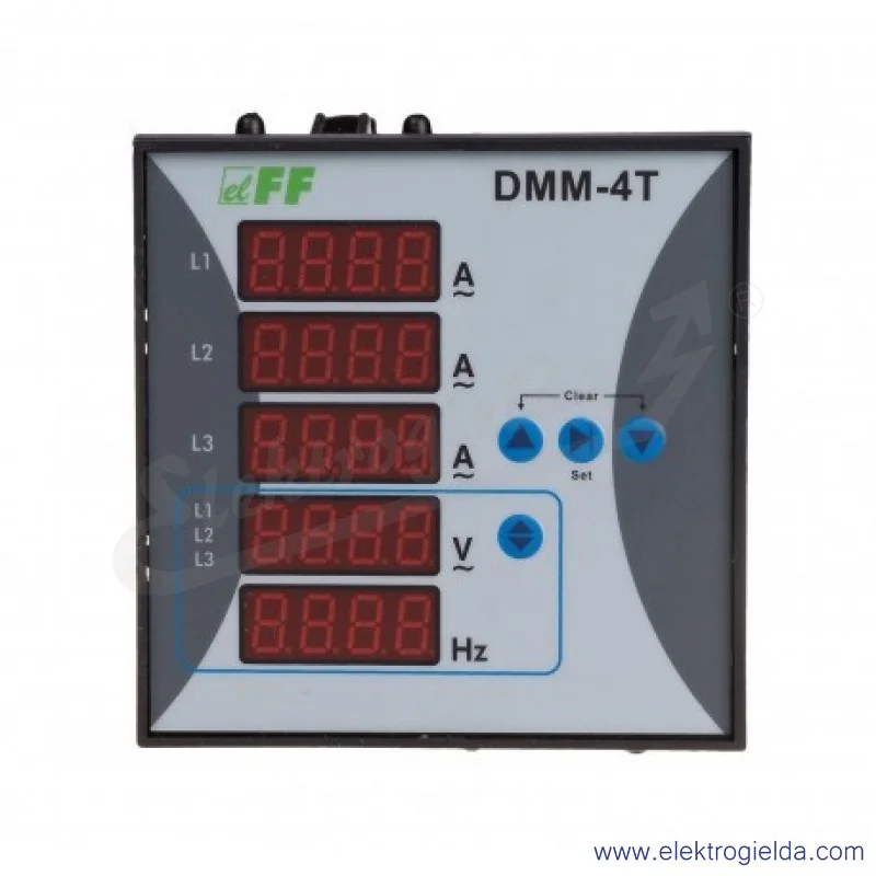 Multimetr trójfazowy DMM-4T, (I/U/f) wielofunkcyjny, cyfrowy, panelowy 96x96mm