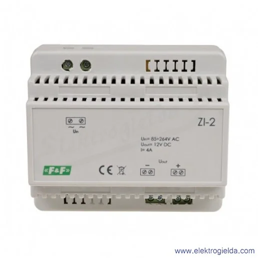 Zasilacz impulsowy ZI-2, 85-264VAC, 12VDC, 4A, 50W, montaż DIN