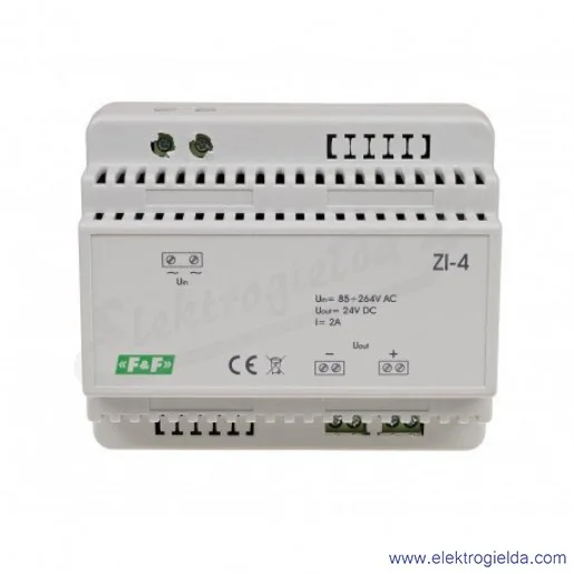 Zasilacz impulsowy ZI-4, 85-264VAC, 24VDC, 2A, 50W, montaż DIN