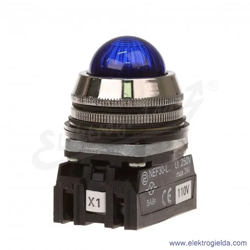 Lampka sygnalizacyjna NEF30 LEn 110V AC/DC niebieska klosz sferyczny 30mm Lampka sygnalizacyjna NEF30 LEn 110V AC/DC niebieska klosz sferyczny 30mm