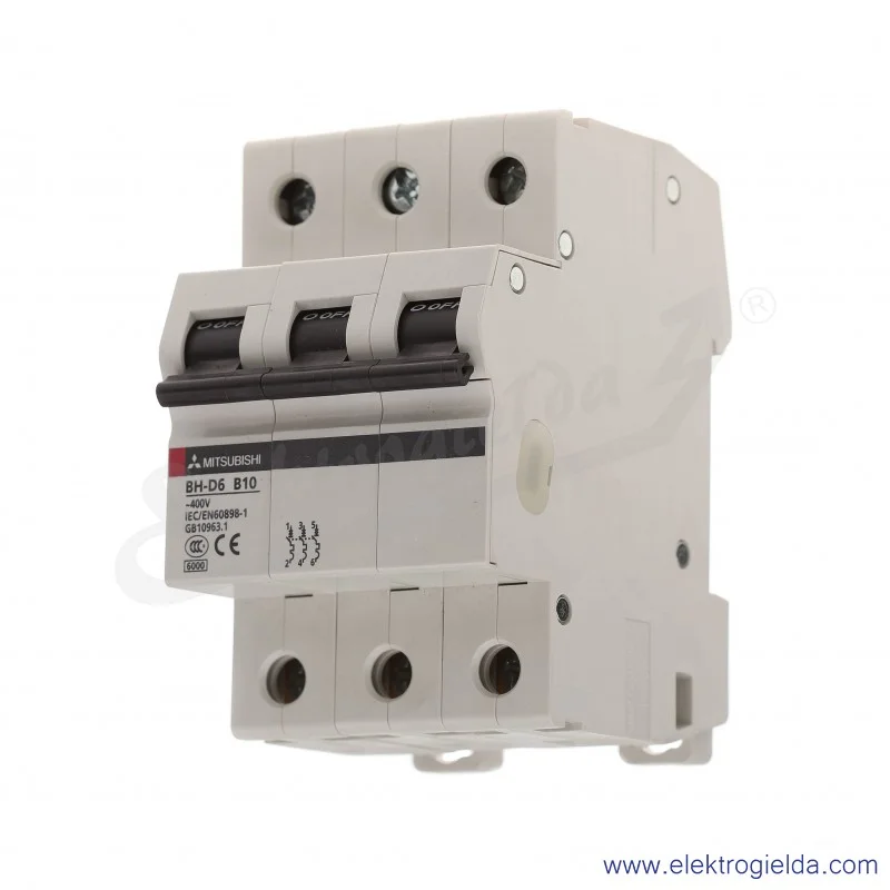 Wyłącznik instalacyjny BH-D6, 3P, 10A, TYP B Wyłącznik instalacyjny BH-D6, 3P, 10A, TYP B
