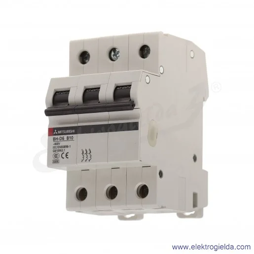 Wyłącznik instalacyjny BH-D6, 3P, 10A, TYP B Wyłącznik instalacyjny BH-D6, 3P, 10A, TYP B