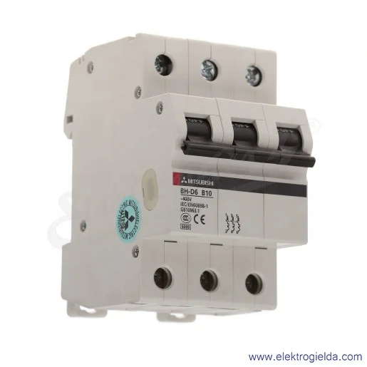 Wyłącznik instalacyjny BH-D6, 3P, 10A, TYP B Wyłącznik instalacyjny BH-D6, 3P, 10A, TYP B