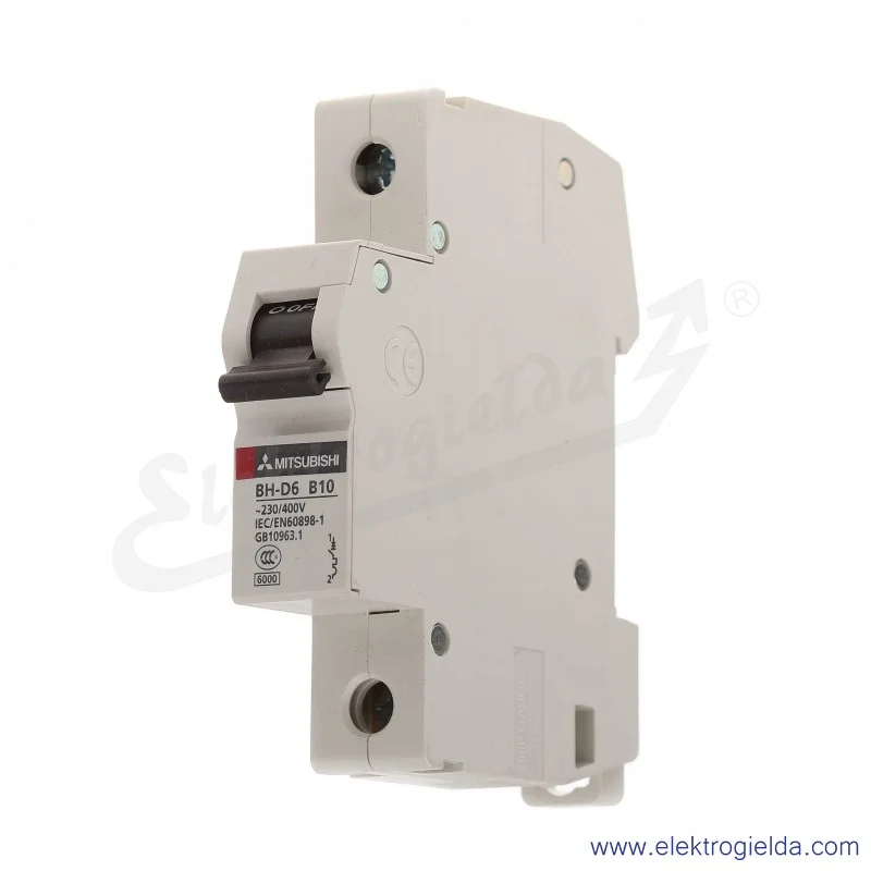 Wyłącznik instalacyjny BH-D6, 1P, 10A, TYP B Wyłącznik instalacyjny BH-D6, 1P, 10A, TYP B