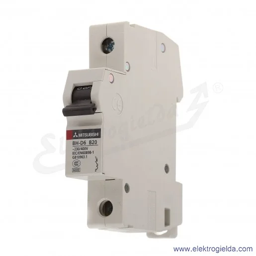 Wyłącznik instalacyjny BH-D6, 1P, 20A, TYP B Wyłącznik instalacyjny BH-D6, 1P, 20A, TYP B
