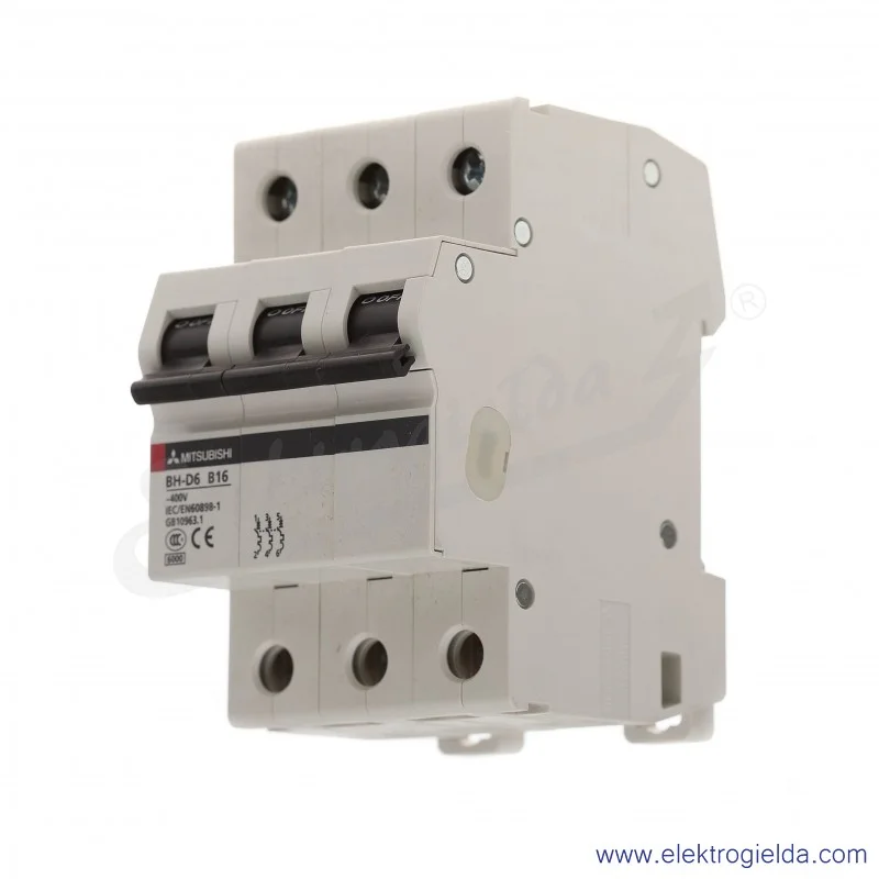 Wyłącznik instalacyjny BH-D6, 3P, 16A, TYP B Wyłącznik instalacyjny BH-D6, 3P, 16A, TYP B