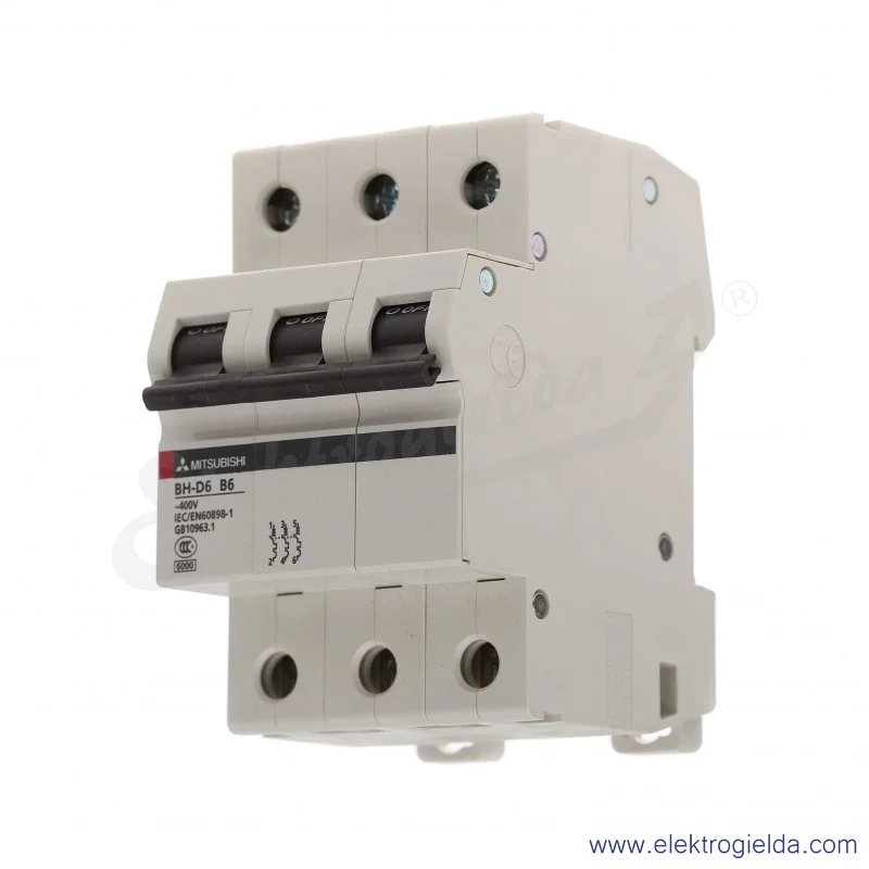 Wyłącznik instalacyjny BH-D6, 3P, 6A, TYP B Wyłącznik instalacyjny BH-D6, 3P, 6A, TYP B