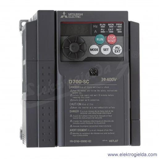 Falownik 247603 FR-D740-036SC-EC 1.5kW 380..480VAC, 3.6A, 5 wejść cyfrowych, 1 wyjście tranzystorowe, 1 wyjście przekaźnikowe, Falownik 247603 FR-D740-036SC-EC 1.5kW 380..480VAC, 3.6A, 5 wejść cyfrowych, 1 wyjście tranzystorowe, 1 wyjście przekaźnikowe,