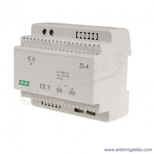 Zasilacz transformatorowy ZS-4, 230VAC, 24VDC, 0.5A, 12W, montaż DIN Zasilacz transformatorowy ZS-4, 230VAC, 24VDC, 0.5A, 12W, montaż DIN