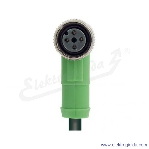 Przewód z gniazdem 1668302, SAC-4P-5,0-PUR/M12FR-3L, 4P, M12, 5m, z LED, kątowe, z wolnym końcem przewodów Przewód z gniazdem 1668302, SAC-4P-5,0-PUR/M12FR-3L, 4P, M12, 5m, z LED, kątowe, z wolnym końcem przewodów