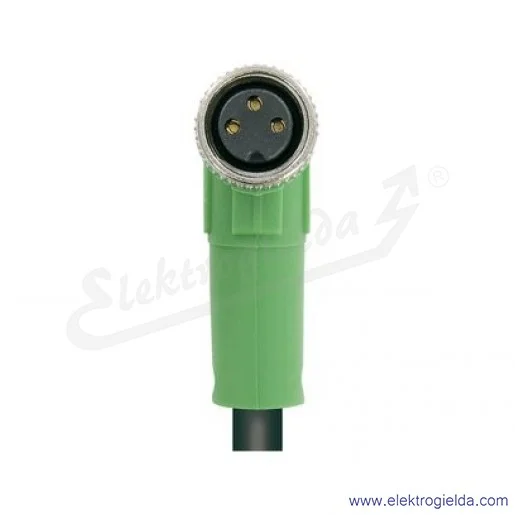 Przewód z gniazdem 1669631, SAC-3P-5,0-PUR/M8FR, 3P, M8, 5m, kątowe, z wolnym końcem przewodów Przewód z gniazdem 1669631, SAC-3P-5,0-PUR/M8FR, 3P, M8, 5m, kątowe, z wolnym końcem przewodów