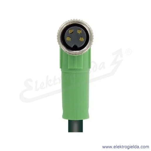 Przewód z gniazdem 1681884, SAC-4P-3,0-PUR/M8FR, M8, kątowy, 4P, 3m, z wolnym końcem przewodów Przewód z gniazdem 1681884, SAC-4P-3,0-PUR/M8FR, M8, kątowy, 4P, 3m, z wolnym końcem przewodów