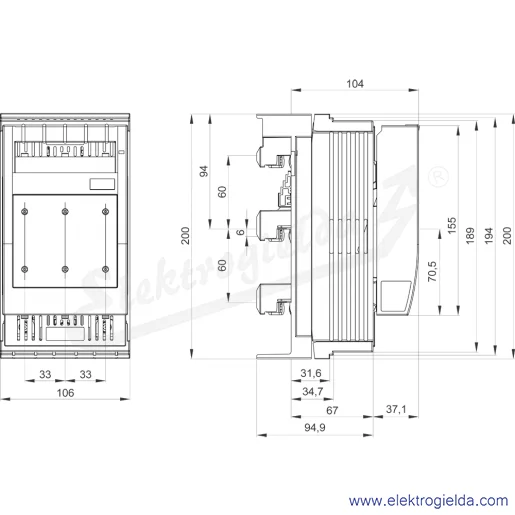 Rysunek wymiarowy Rysunek wymiarowy