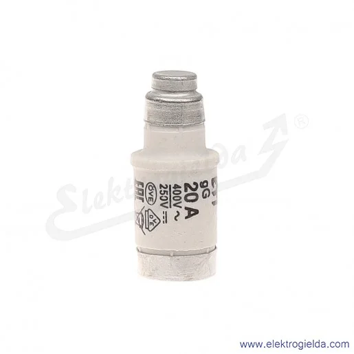 Wkładka bezpiecznikowa D02 20A gG 400VAC/250VDC Wkładka bezpiecznikowa D02 20A gG 400VAC/250VDC