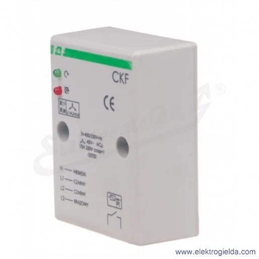 Przekaźnik kontroli i zaniku faz CKF, 3x400V+N, 10A, natynkowy