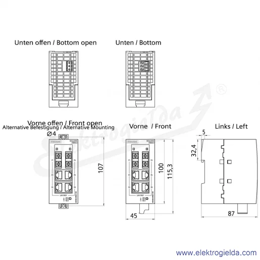Rysunek wymiarowy Rysunek wymiarowy