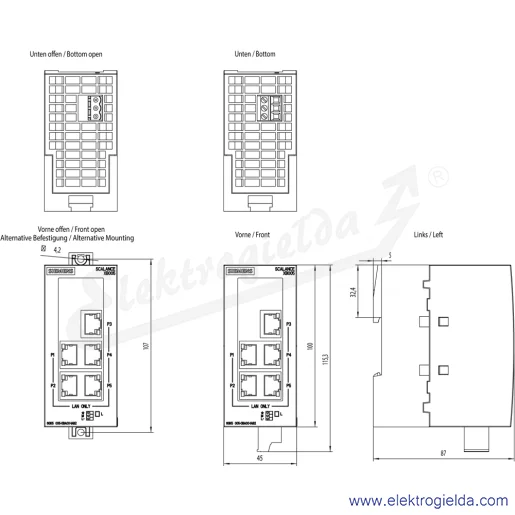 Rysunek wymiarowy Rysunek wymiarowy