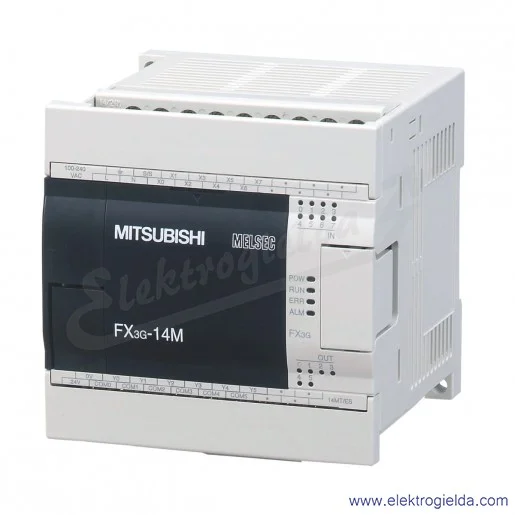 Sterownik 231474, FX3G-14MR/DS, jednostka centralna, 8 wejść 24VDC, 6 wyjść przekaźnikowych
