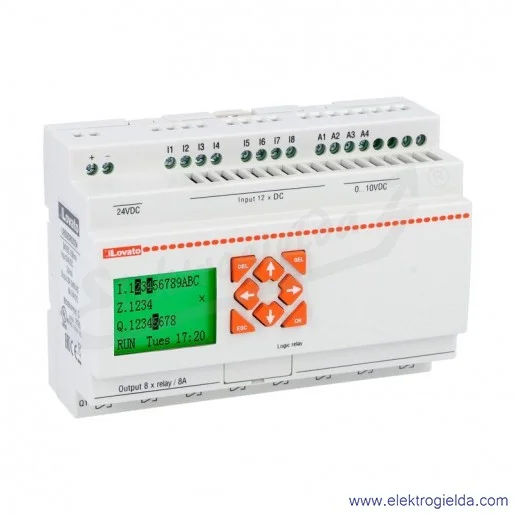 Przekaźnik programowalny LRD20RD024, 24VDC, 12 wejść 4analogowe, 8 wyjść Przekaźnik programowalny LRD20RD024, 24VDC, 12 wejść 4analogowe, 8 wyjść