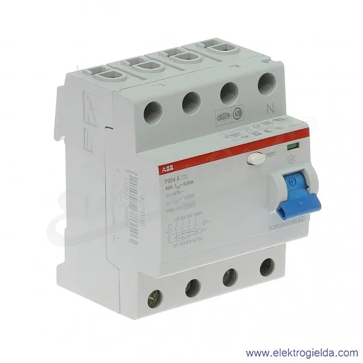 Wyłącznik różnicowoprądowy F204 A-40/0,03 4P 40A 0,03A typ A Wyłącznik różnicowoprądowy F204 A-40/0,03 4P 40A 0,03A typ A