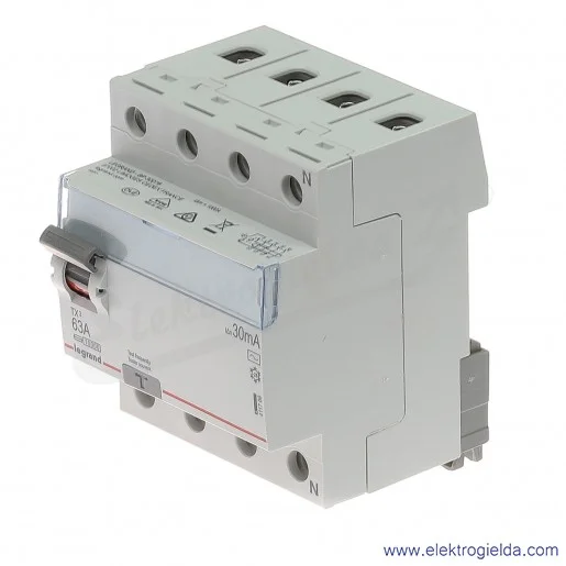 Wyłącznik różnicowo-prądowy 411709, P304, 4P, 400V, 63A, 30mA, typ AC Wyłącznik różnicowo-prądowy 411709, P304, 4P, 400V, 63A, 30mA, typ AC