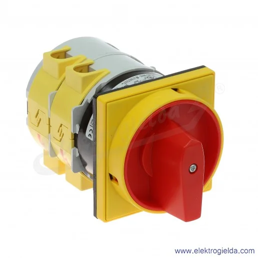 Łącznik krzywkowy 7GN12592U65 0-1, 4 tory 125A, AC3/400V 37KW pokrętło żółto-czerwone z możliwością blokady, bez obudowy Łącznik krzywkowy 7GN12592U65 0-1, 4 tory 125A, AC3/400V 37KW pokrętło żółto-czerwone z możliwością blokady, bez obudowy