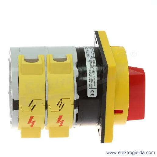 Łącznik krzywkowy 7GN12592U65 0-1, 4 tory 125A, AC3/400V 37KW pokrętło żółto-czerwone z możliwością blokady, bez obudowy Łącznik krzywkowy 7GN12592U65 0-1, 4 tory 125A, AC3/400V 37KW pokrętło żółto-czerwone z możliwością blokady, bez obudowy