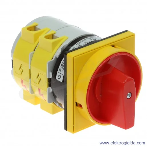 Łącznik krzywkowy 7GN12510U65 0-1, 3 tory 125A, AC3/400V 37KW pokrętło żółto-czerwone z możliwością blokady, bez obudowy Łącznik krzywkowy 7GN12510U65 0-1, 3 tory 125A, AC3/400V 37KW pokrętło żółto-czerwone z możliwością blokady, bez obudowy