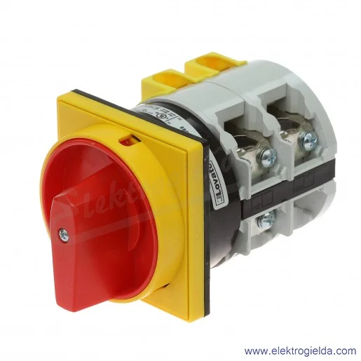 Łącznik krzywkowy 7GN12510U65 0-1, 3 tory 125A, AC3/400V 37KW pokrętło żółto-czerwone z możliwością blokady, bez obudowy Łącznik krzywkowy 7GN12510U65 0-1, 3 tory 125A, AC3/400V 37KW pokrętło żółto-czerwone z możliwością blokady, bez obudowy