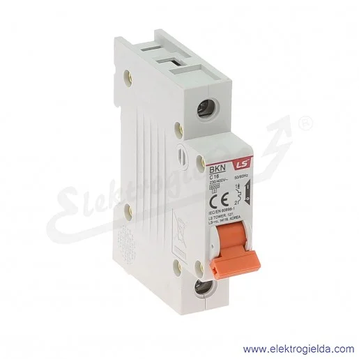 Wyłącznik nadprądowy BKN 1P, charakterystyka C, 16A Wyłącznik nadprądowy BKN 1P, charakterystyka C, 16A