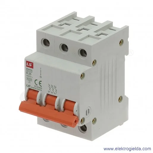 Wyłącznik nadprądowy BKN 3P, charakterystyka B, 25A Wyłącznik nadprądowy BKN 3P, charakterystyka B, 25A