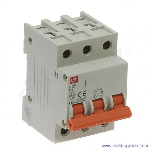 Wyłącznik nadprądowy BKN 3P, charakterystyka B, 1A Wyłącznik nadprądowy BKN 3P, charakterystyka B, 1A